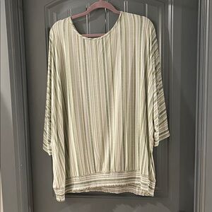Susan Graver Light Green Striped Tunic